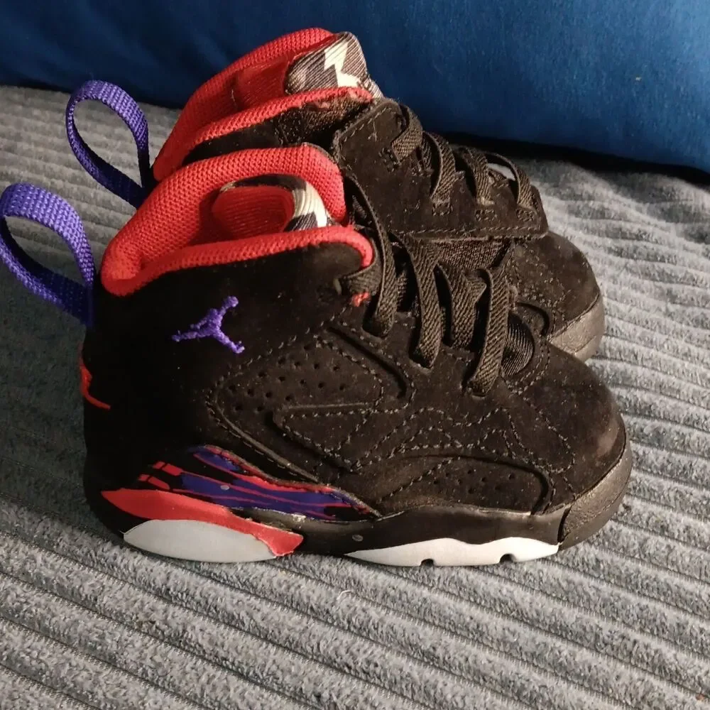 Nike Air Jordan 6 Retro TD DZ5576-006 Size 4C Black Bright Crimson Game Royal
